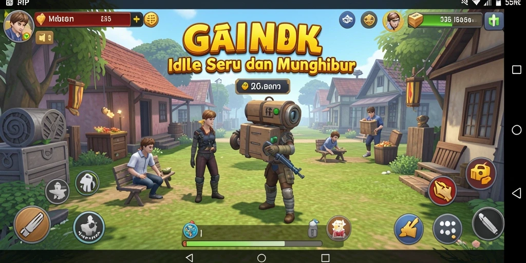 Tampilan gameplay menarik dari 55RP dengan mekanisme Idle yang menyenangkan.