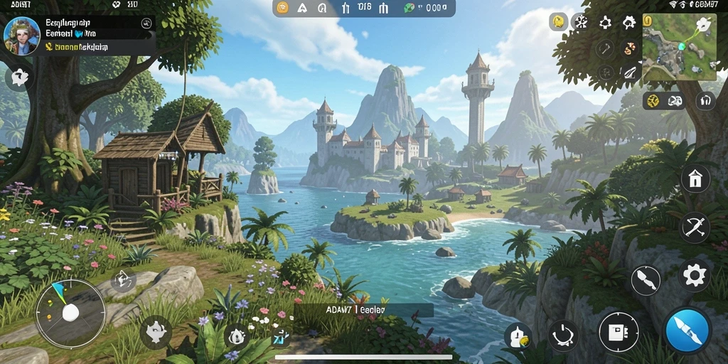 Screenshot gameplay ADAM77 yang menampilkan suasana eksplorasi di dunia terbuka.