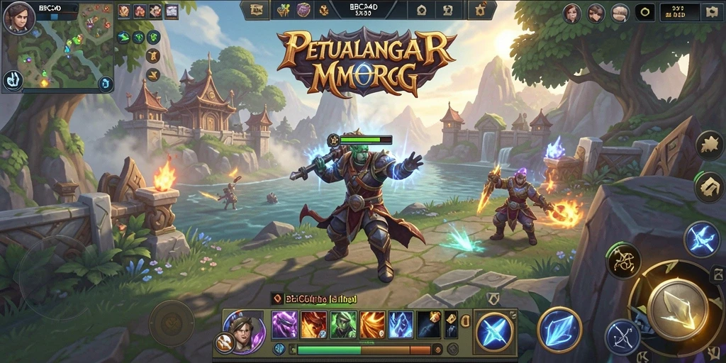 Screenshot gameplay BBCA4D menunjukkan pertempuran mendebarkan dalam dunia MMORPG.
