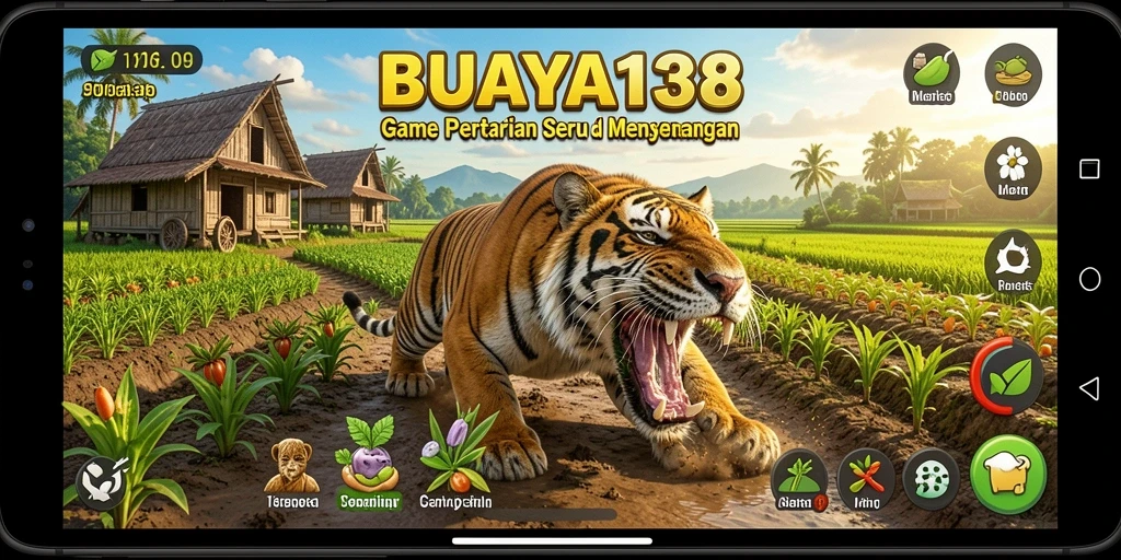 Tampilan screenshot utama BUAYA138 menampilkan aktivitas bertani yang seru.