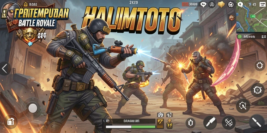 Tangkapan layar menampilkan aksi mendebarkan dalam gameplay Battle Royale HALIMTOTO.