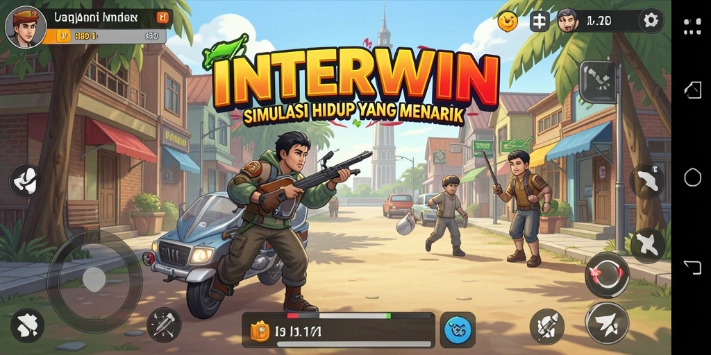 Tampilan menarik dari gameplay INTERWIN yang menggambarkan simulasi kehidupan.