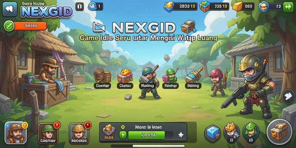 Tangkapan layar menampilkan karakter dan gameplay menarik di NEXGID.