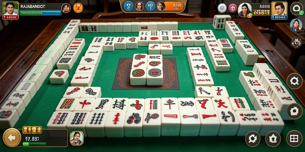 Tampilan gameplay menawan dari RAJABANDOT dengan desain ubin Mahjong.