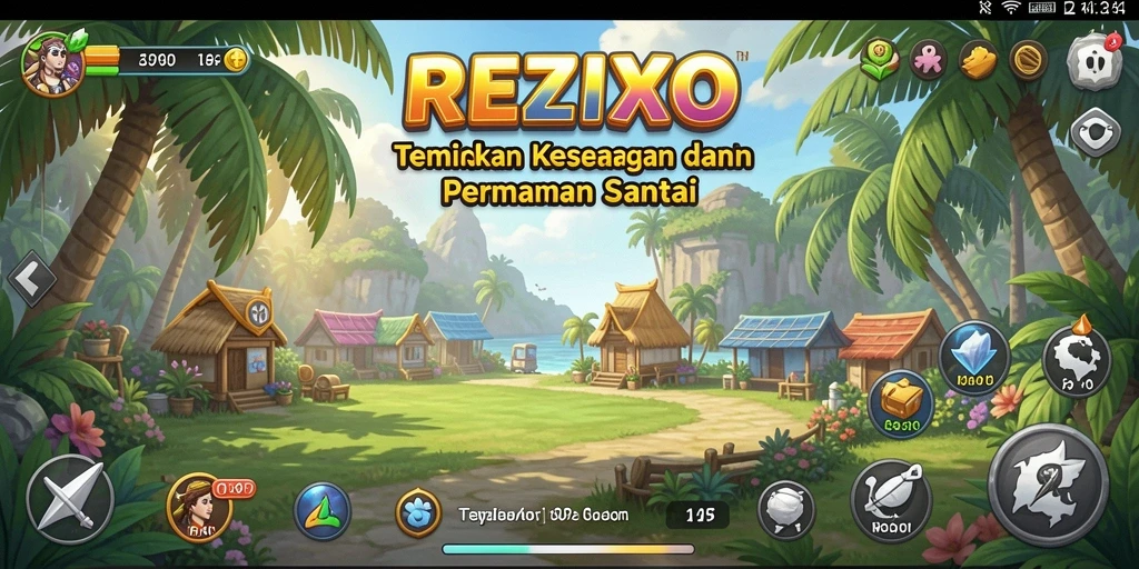 Tampilan gameplay warna-warni dari REZIXO yang menghibur.