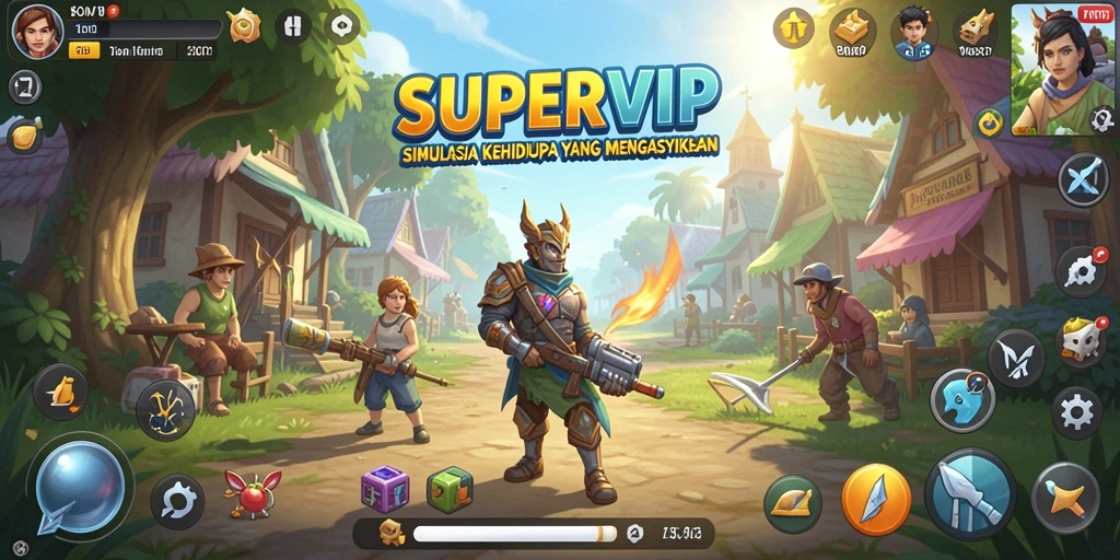 Tangkapan layar SUPERVIP menampilkan gameplay simulasi kehidupan yang mendebarkan.