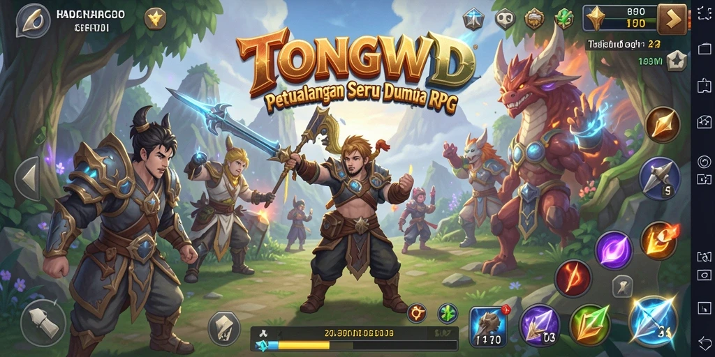 Tampilan screenshot TONGWD menampilkan aksi seru dalam pertempuran RPG.